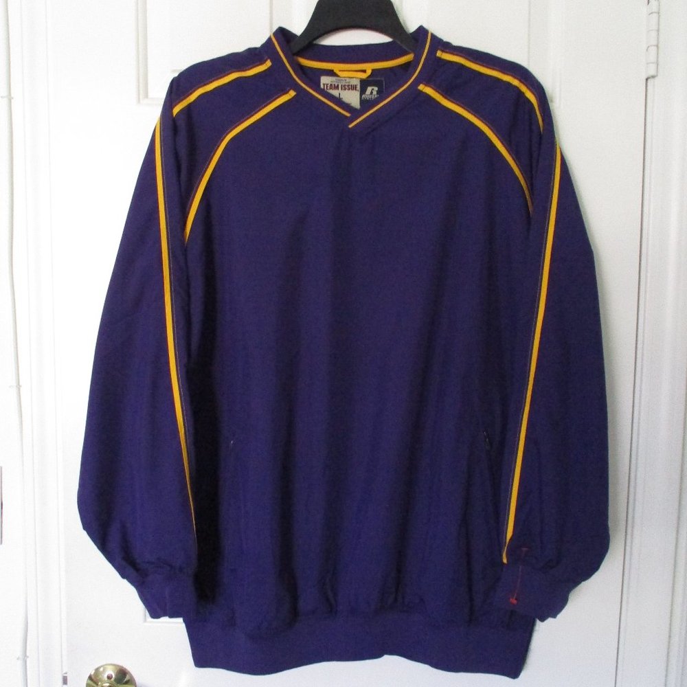 Russell Mens L/S Purple & Gold L.A. Lakers or LSU Tigers V-Neck Top NWOT - XL*
